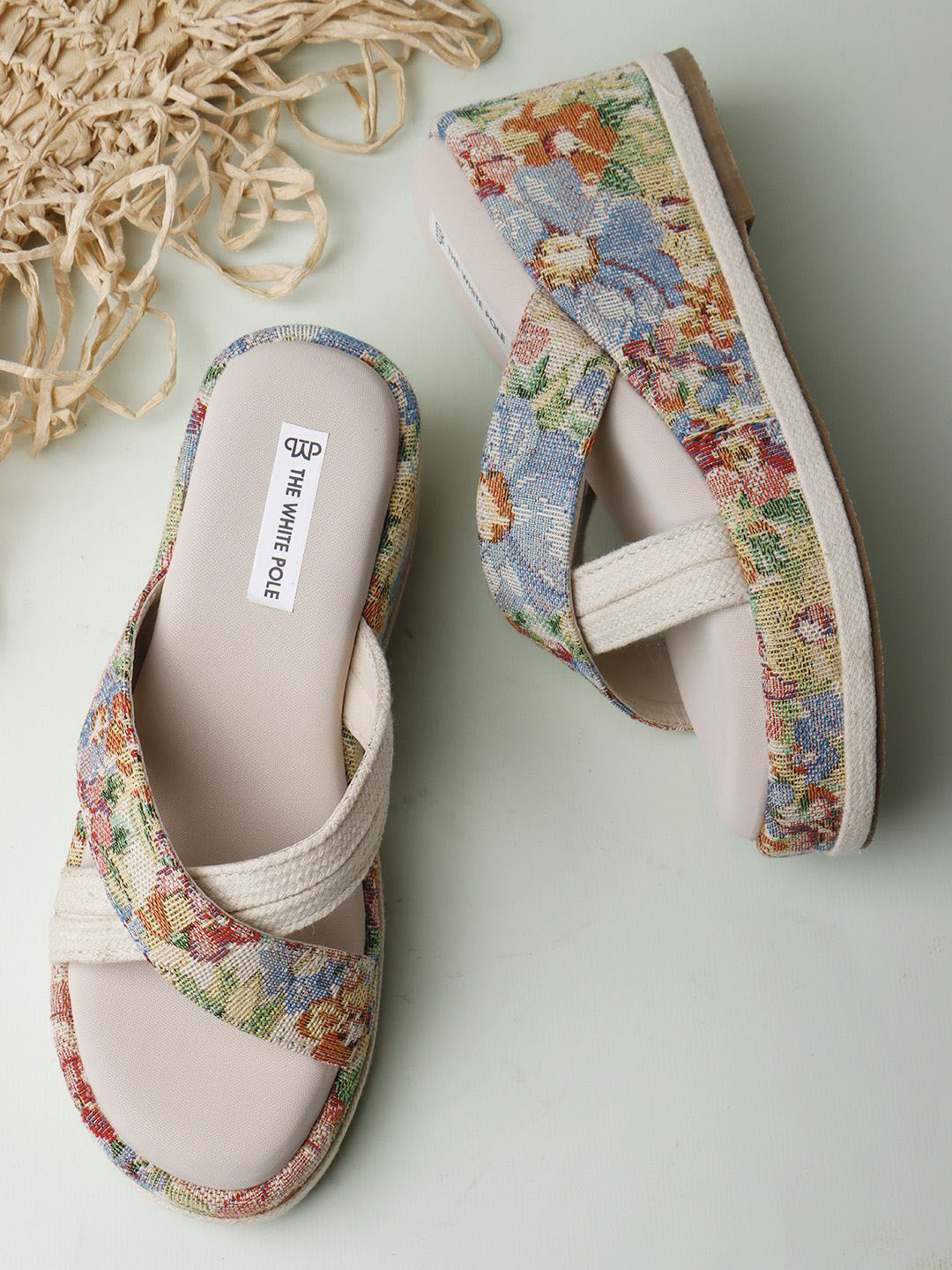 THE WHITE POLE Women Printed Stylish Wedge Sandals