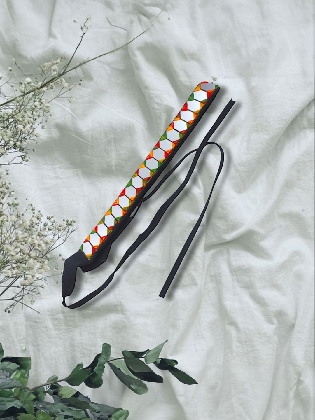 Niddleman Women Mirror Embroidered Fabric Belt