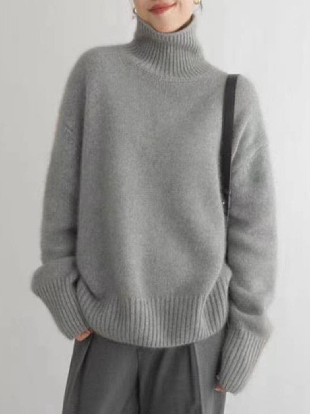 bebe Oversized Turtleneck Knit Woolen Sweater