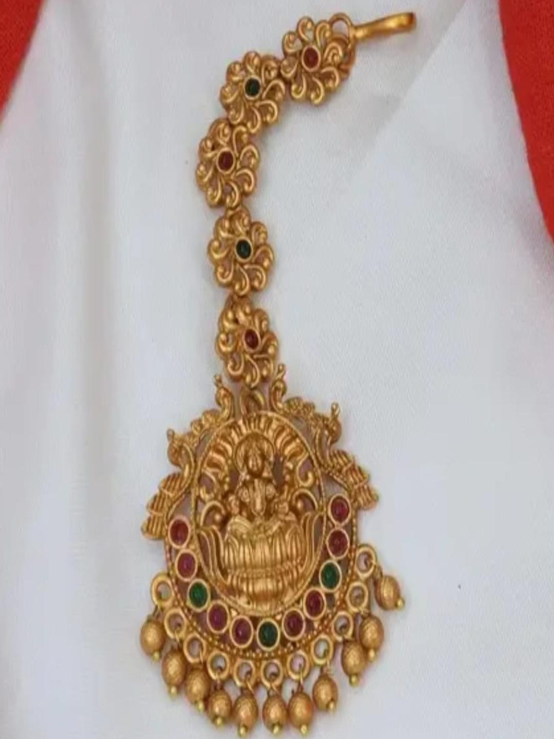 RAJESH Gold-Plated Artificial Stones Studded Maang Tikka