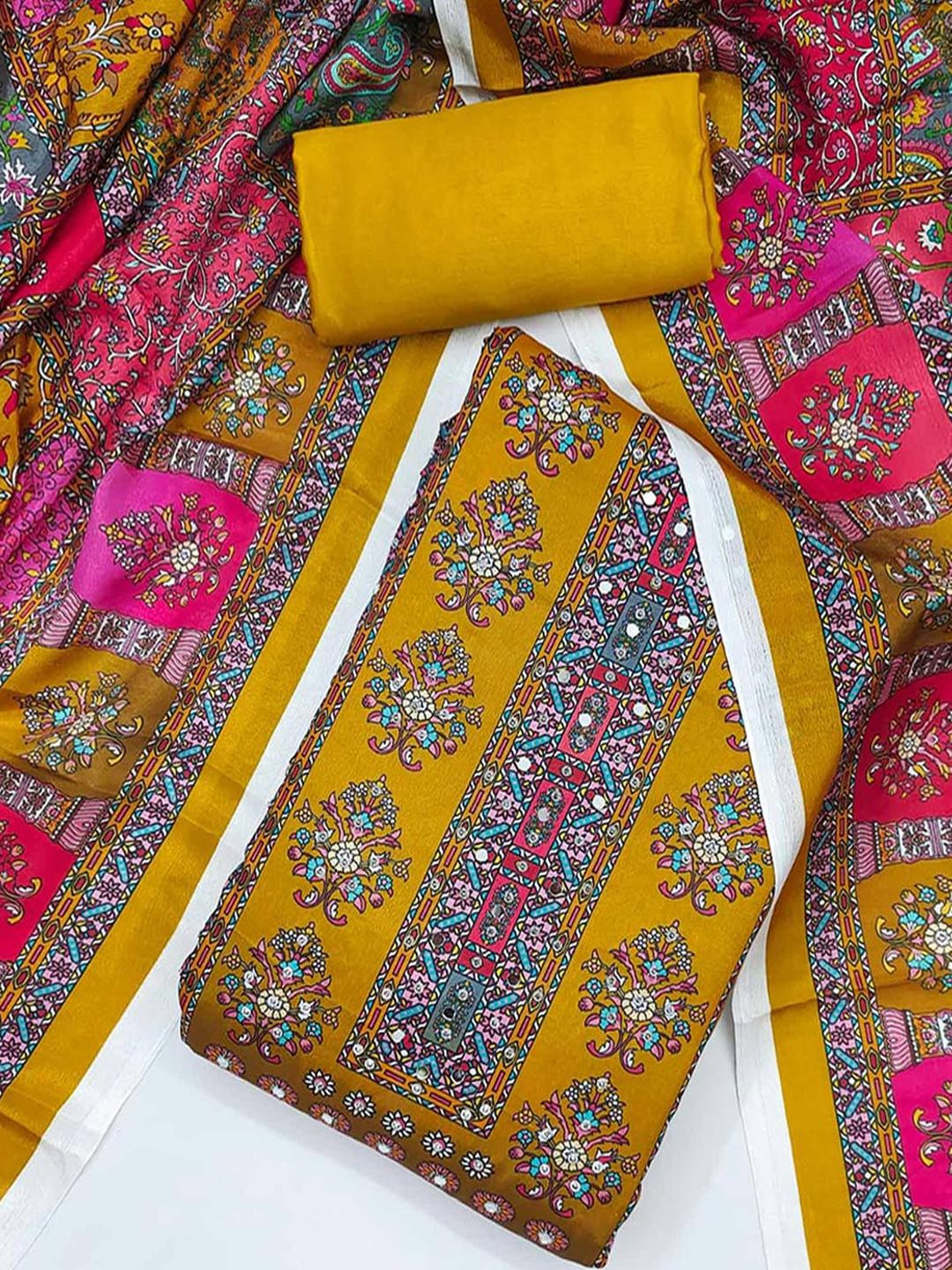 Peachmode Women Printed Silk Chiffon Unstitched Dress Material