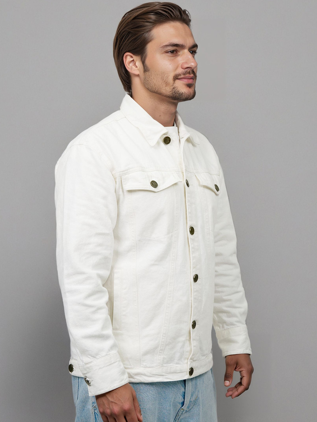 Bene Kleed Lightweight Spread Collar Pure Cotton Denim Jacket Detatchable Back Panel