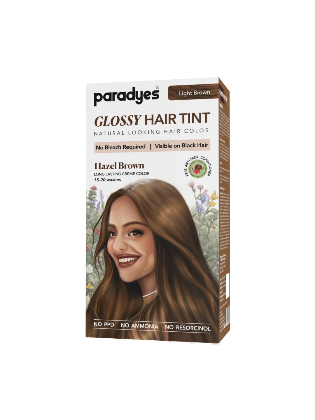 Paradyes Semi-Permanent Creme Glossy Tint Hair Color 160g- Hazel Brown- Light Brown