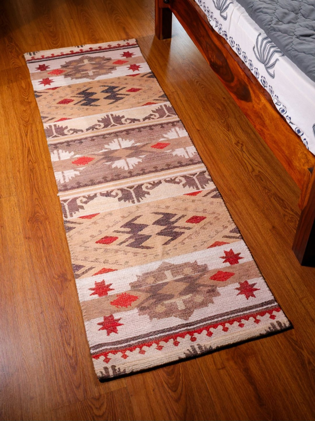 Mona B Brown & Beige Printed Anti-Skid Floor Runner