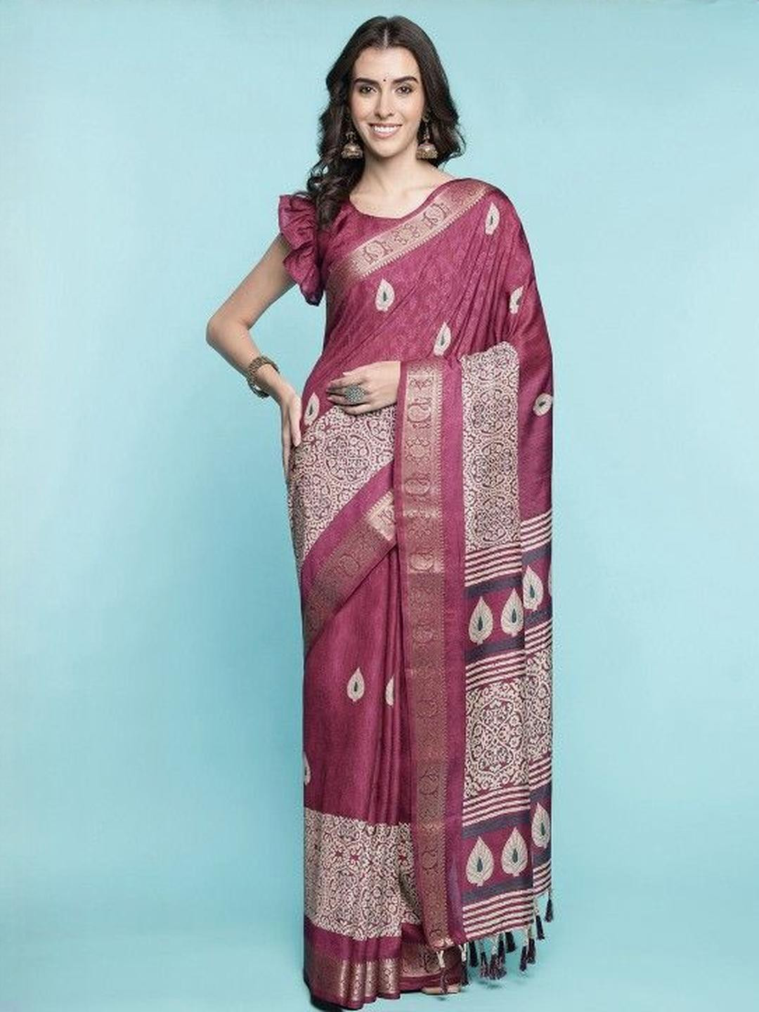 KARAGIRI Purple Dola Silk Saree With Blouse Piece
