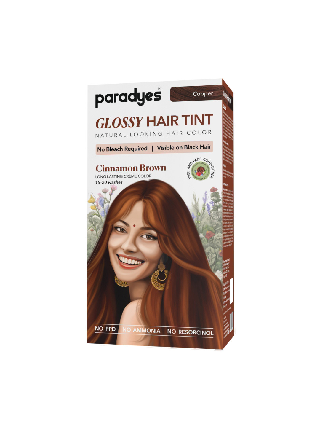 Paradyes Semi-Permanent Creme Glossy Tint Hair Color 160g- Cinnamon Brown- Copper