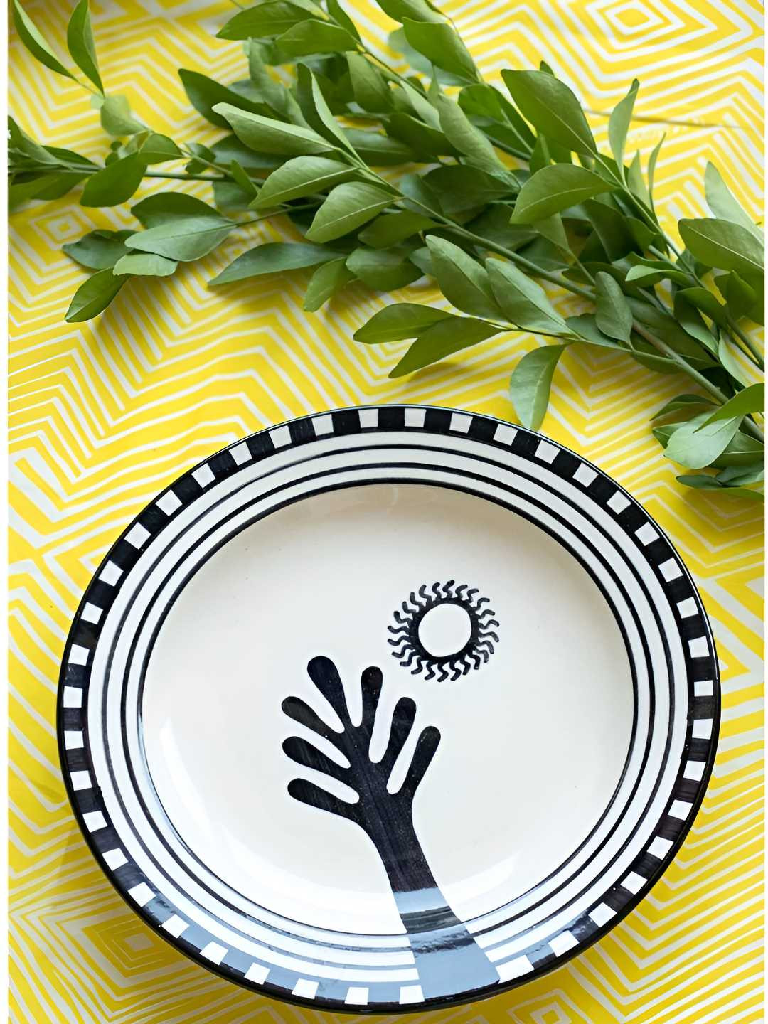 FREEDOM TREE Black Mombaye City Printed Ceramic Dishwasher & Microwave Safe Side Plate