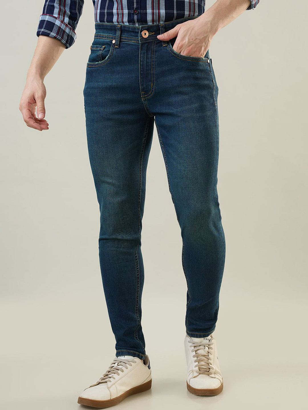 TIM PARIS Kane Men Original Skinny Fit Mid-Rise Light Fade Stretchable Jeans