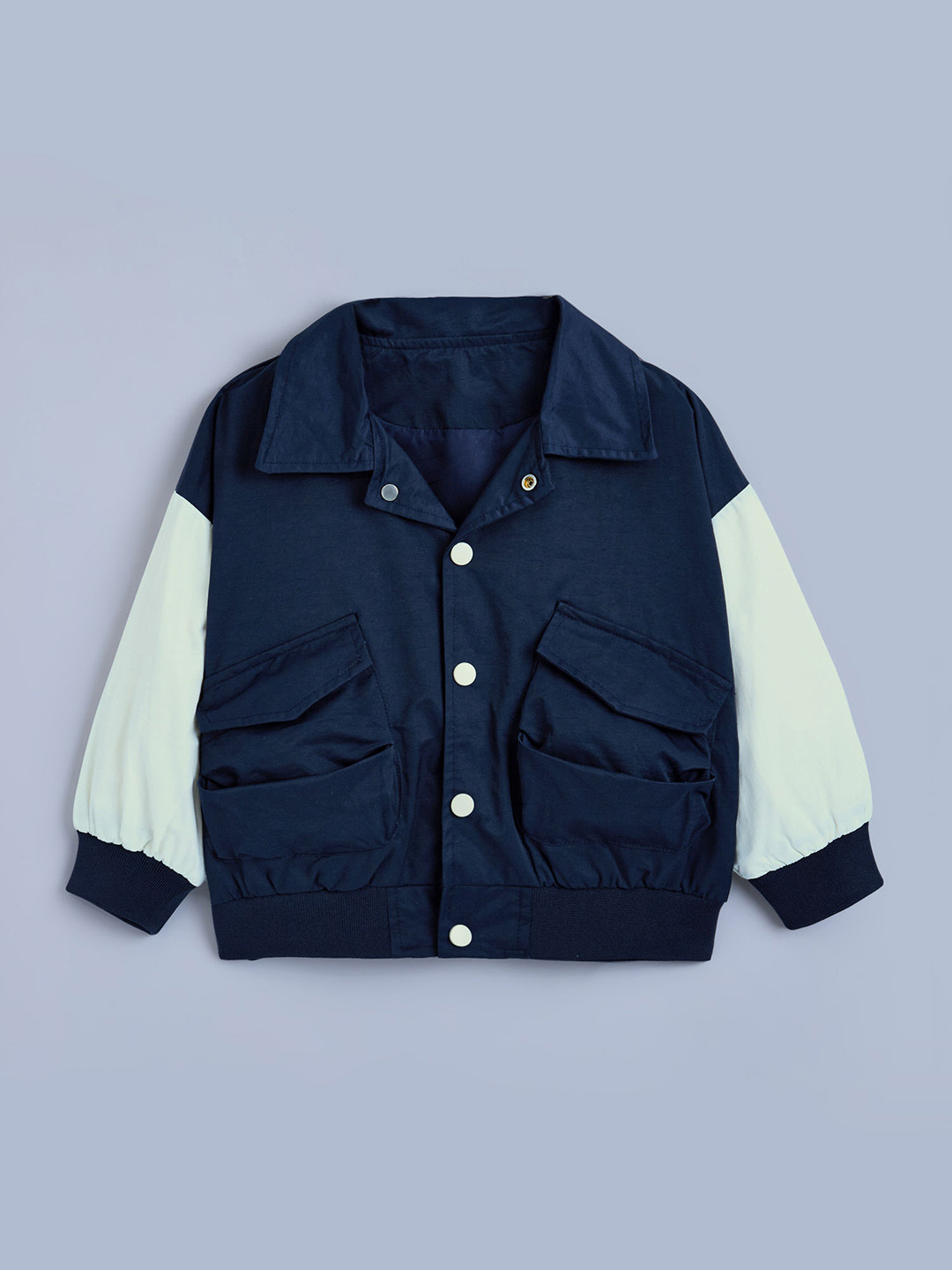 Hopscotch Boys Navy Blue BLENDED Printed Jackets