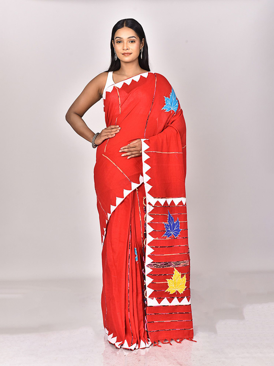 RAM SHYAM collection Floral Applique Pure Cotton Saree