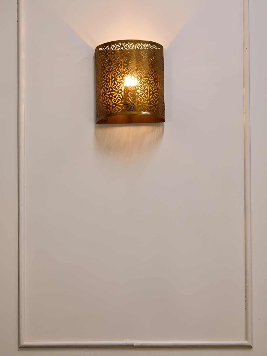 Fabindia Hemang Bronze-Toned Textured Metal Cylinder Shaped Wall Lamp