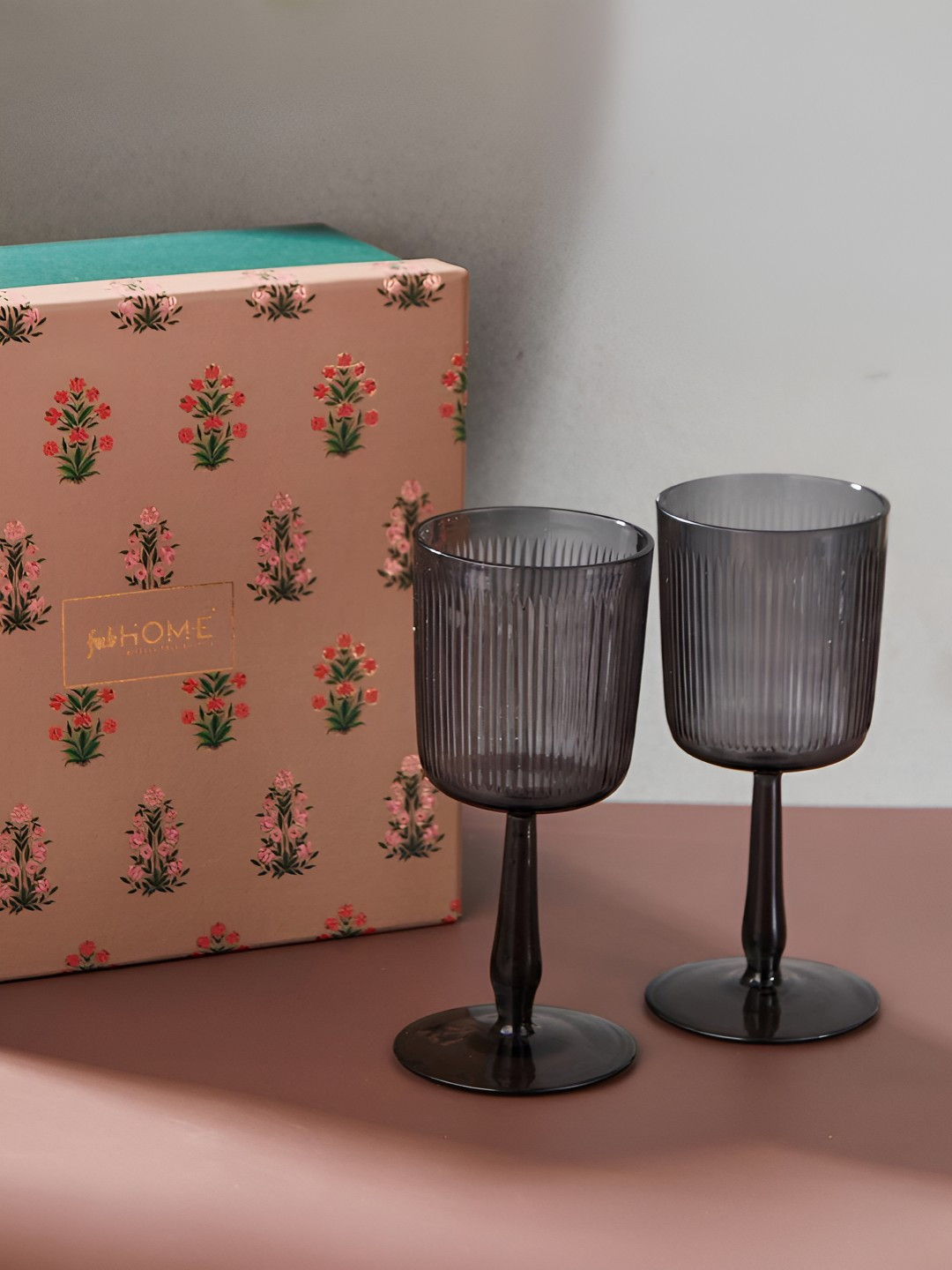Fabindia Grey 2 Pieces Food-Safe Glasses