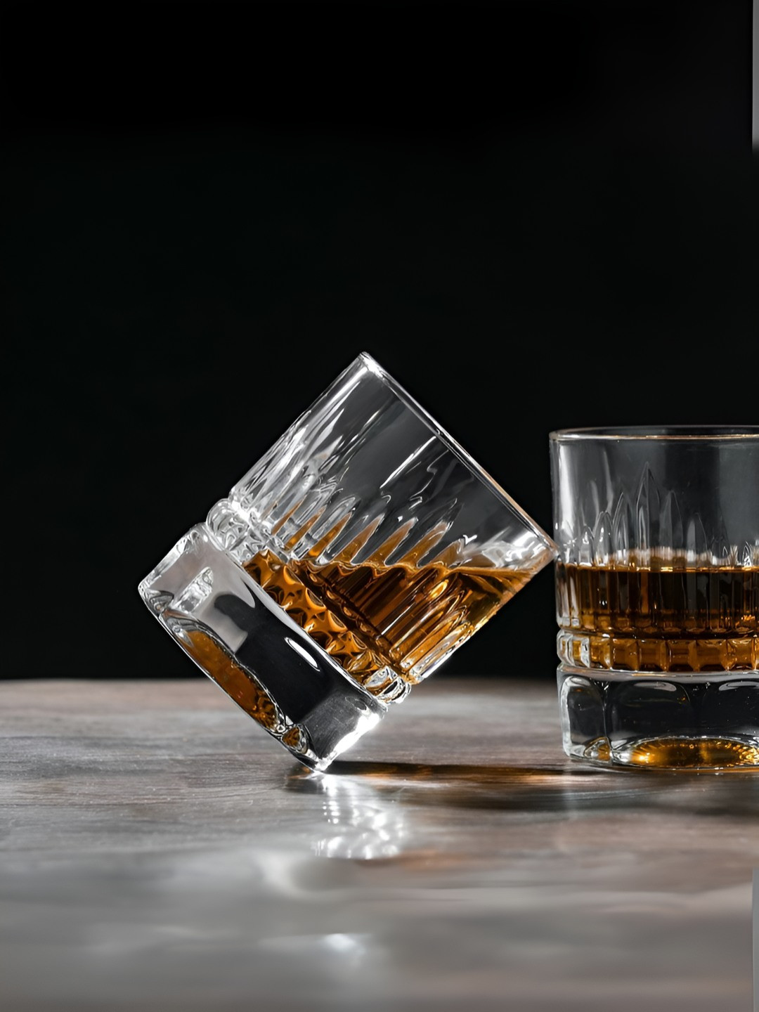 SMOKEY COCKTAIL Transparent 6 Pieces Textured Glass Bar Glasses
