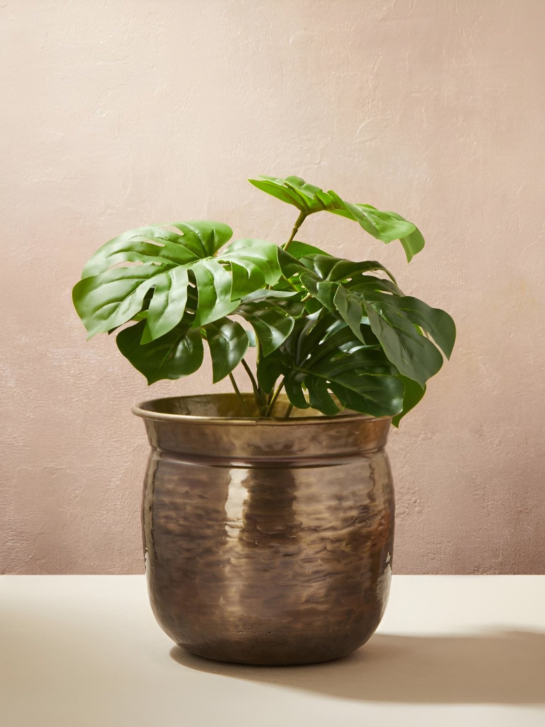 Fabindia Zareen Bronze-Toned Hammered Metal Table Planter