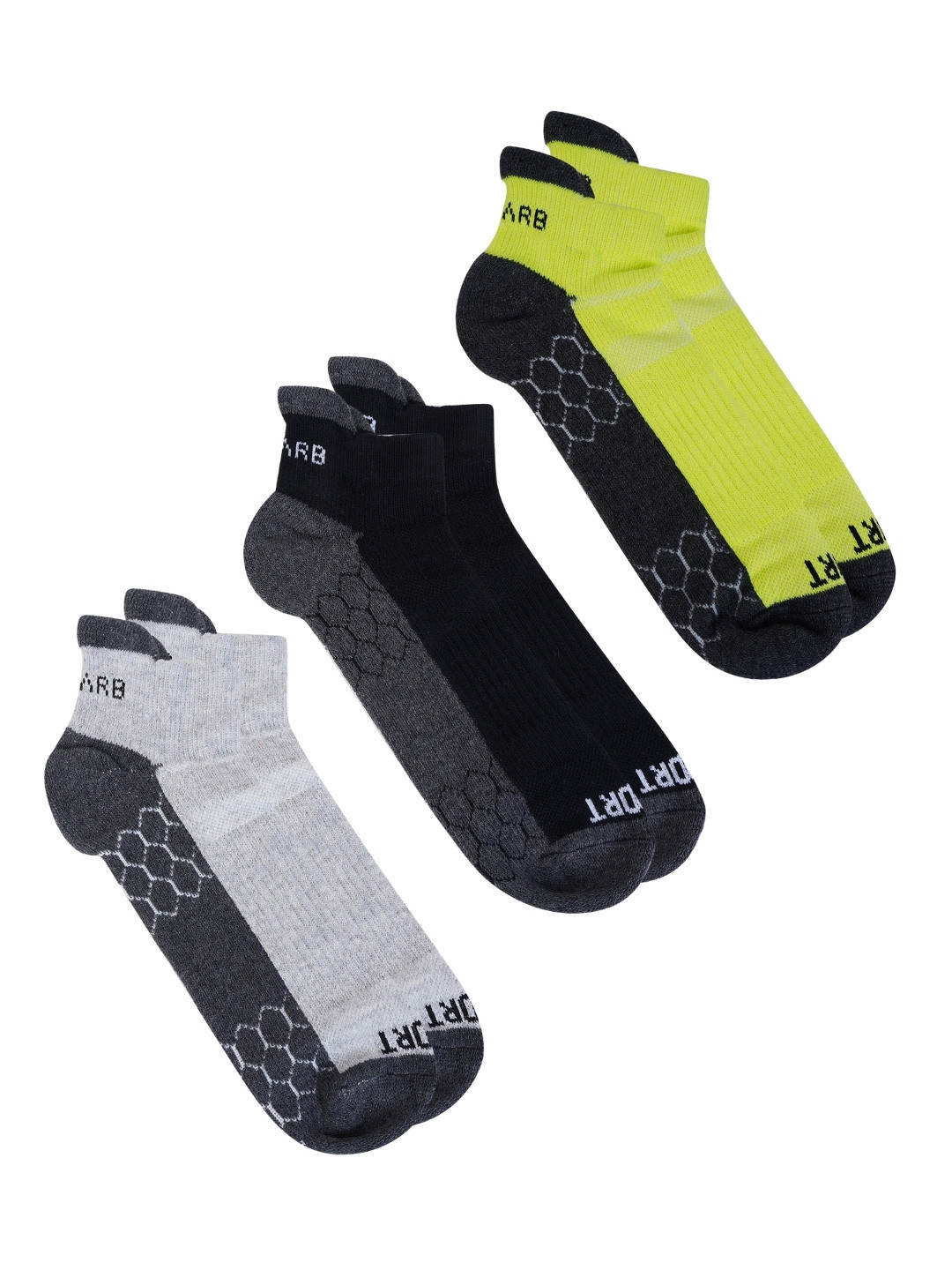 AIR GARB Pack of 3 Ankle Length Power Fit Compression Sports Socks