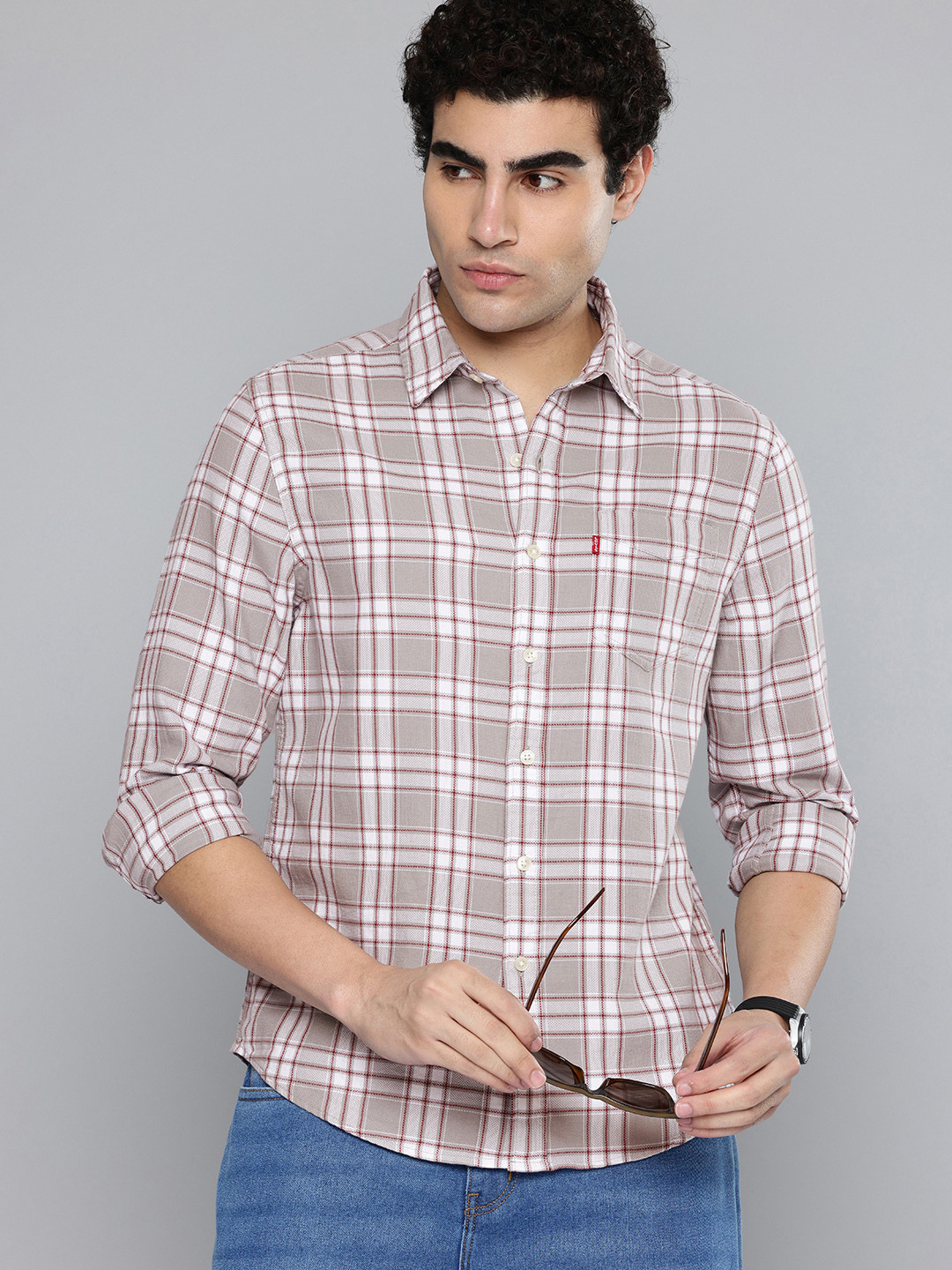 Levis Slim Fit Checked Pure Cotton Casual Shirt