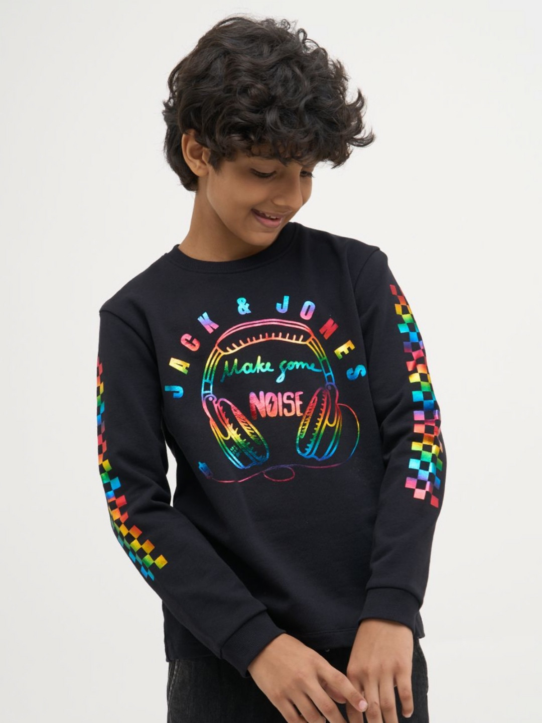 Jack & Jones Junior Boys Music Printed Round Neck Pure Cotton T-shirt