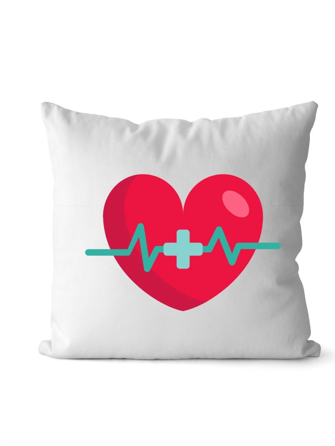 Loops n knots White & Red Heart Beat Printed Pre-Filled Cushion