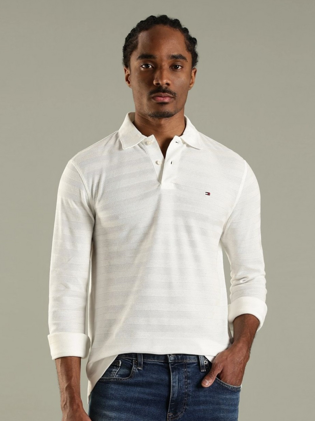 Tommy Hilfiger Self-Design Polo Collar Cotton T-shirt