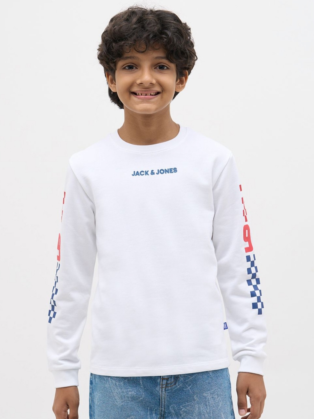 Jack & Jones Junior Boys Brand Logo Printed Round Neck Pure Cotton T-shirt