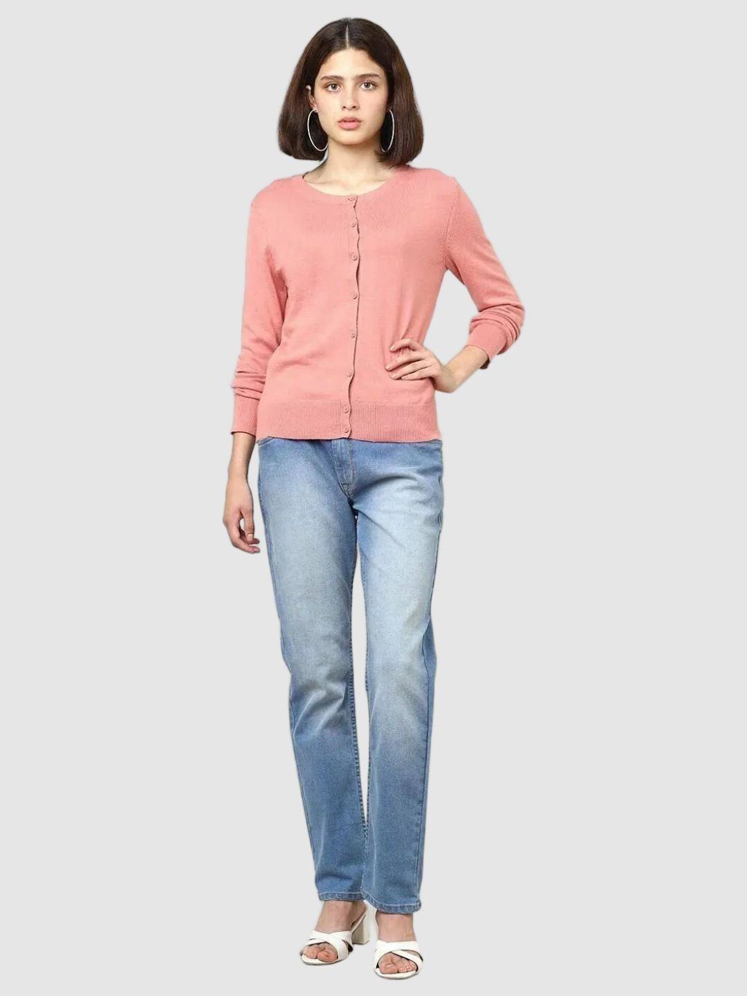 GAP Women Pure Cotton Full-Sleeve Crew Neck Classic Cardigan
