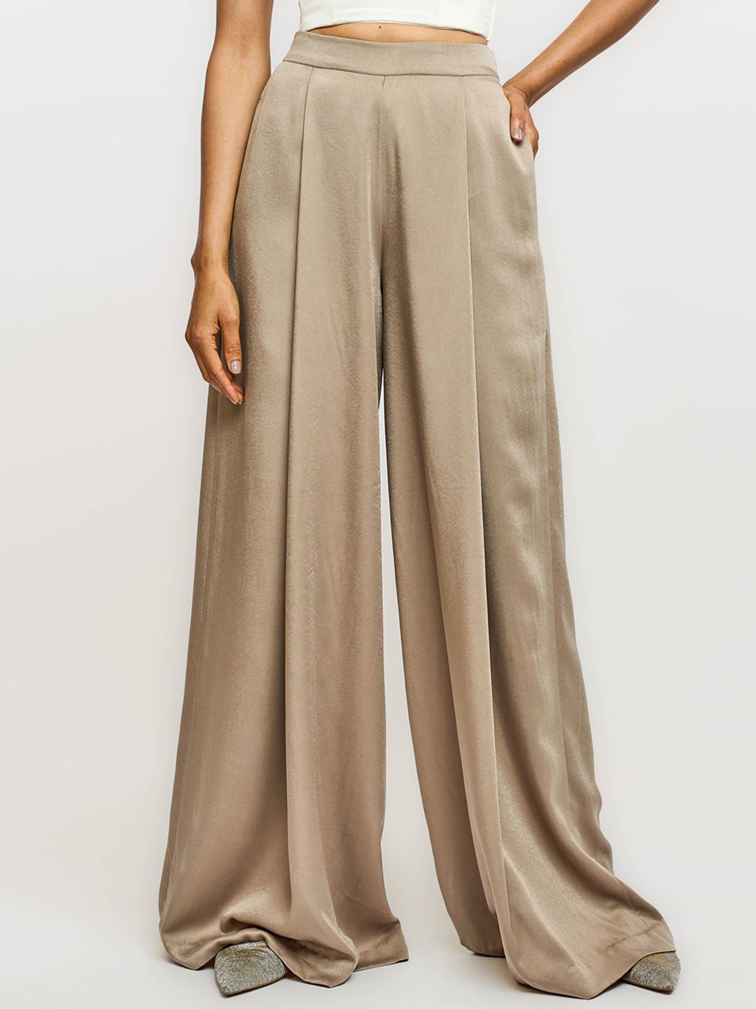 OTT Tarun Tahiliani Women Original Flared High-Rise Parallel Trousers