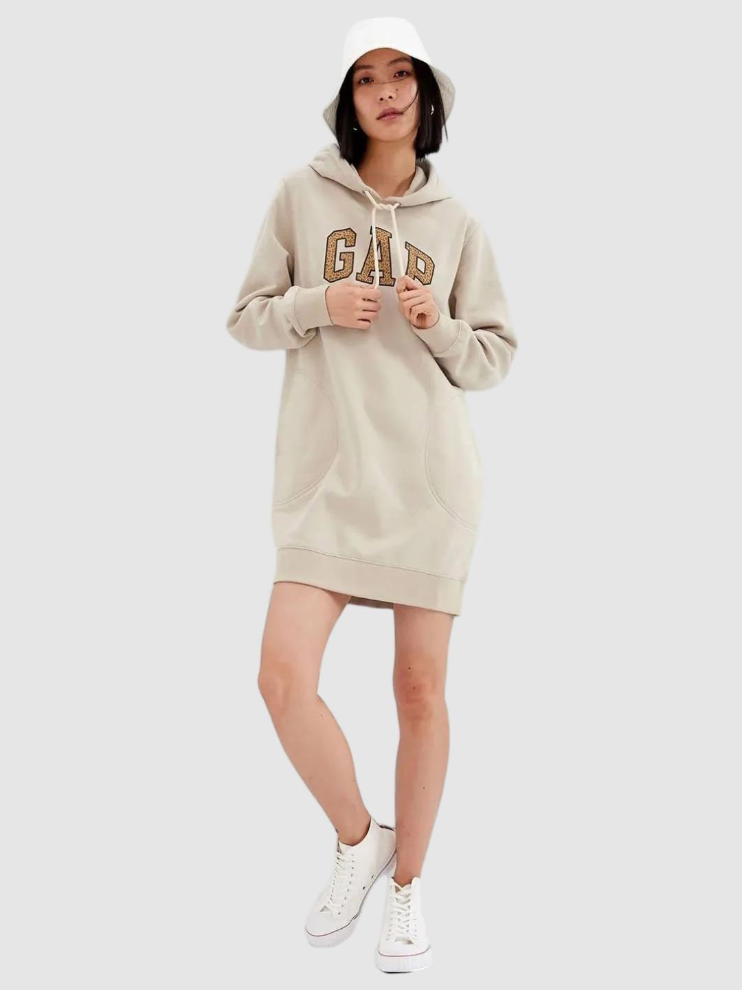 GAP Women Brand Logo Printed Hooded T-shirt Dress