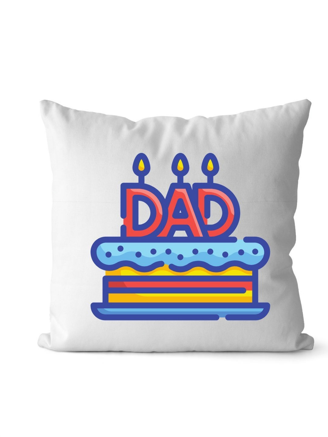 Loops n knots White & Blue Dad Birthday Cake Printed Pre-Filled Cushion