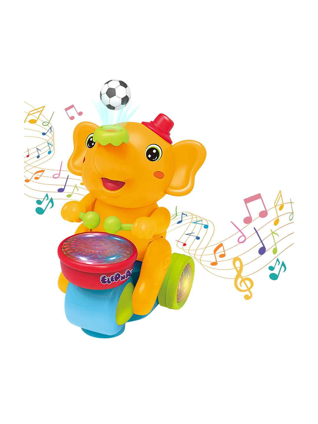 OPINA Walking & Drum Playing Elephant Musician Toy With 2 Ball Electric Toys