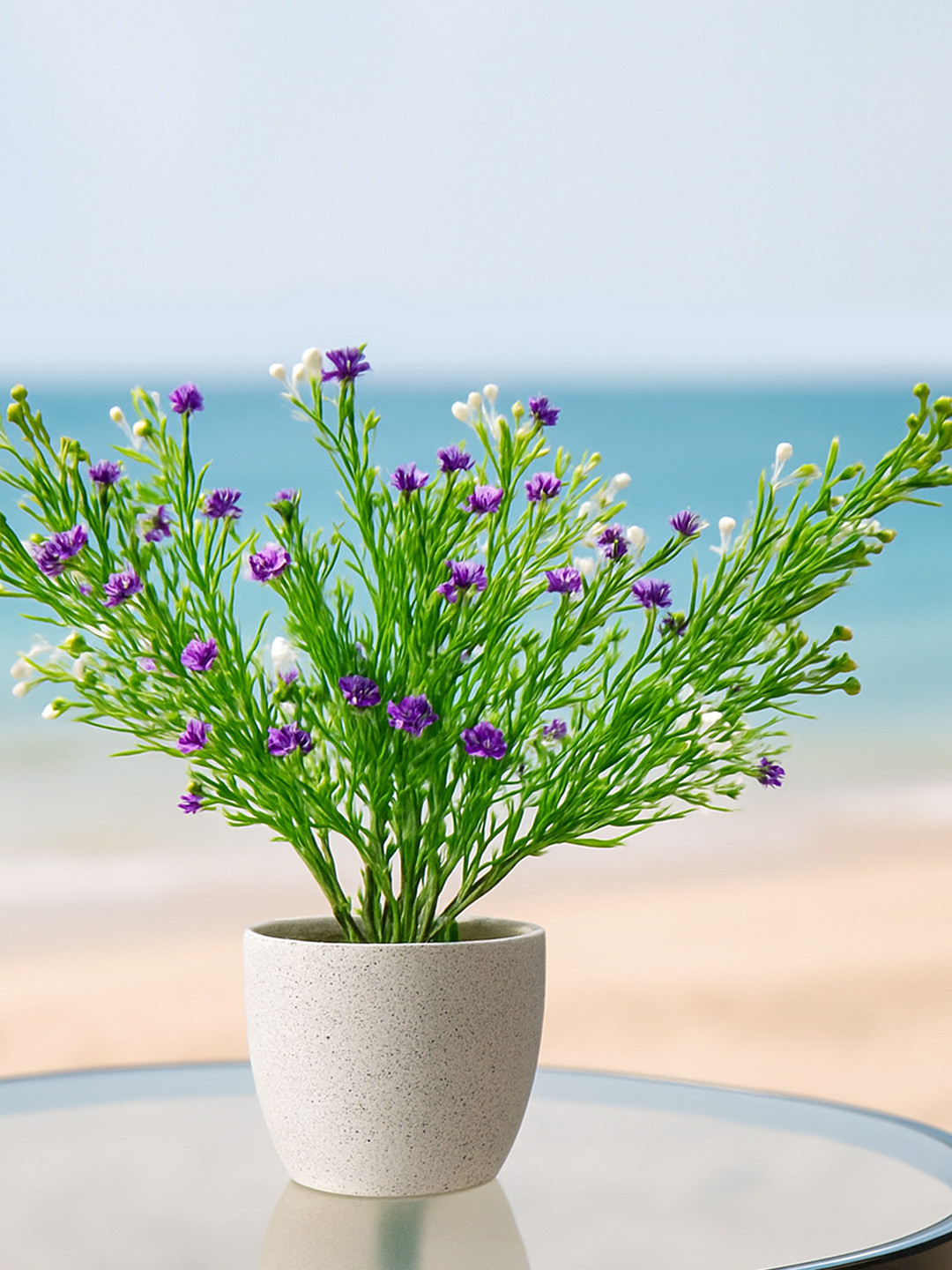 Homesake Purple & Green 3 Pieces Artificial Flower Bunch