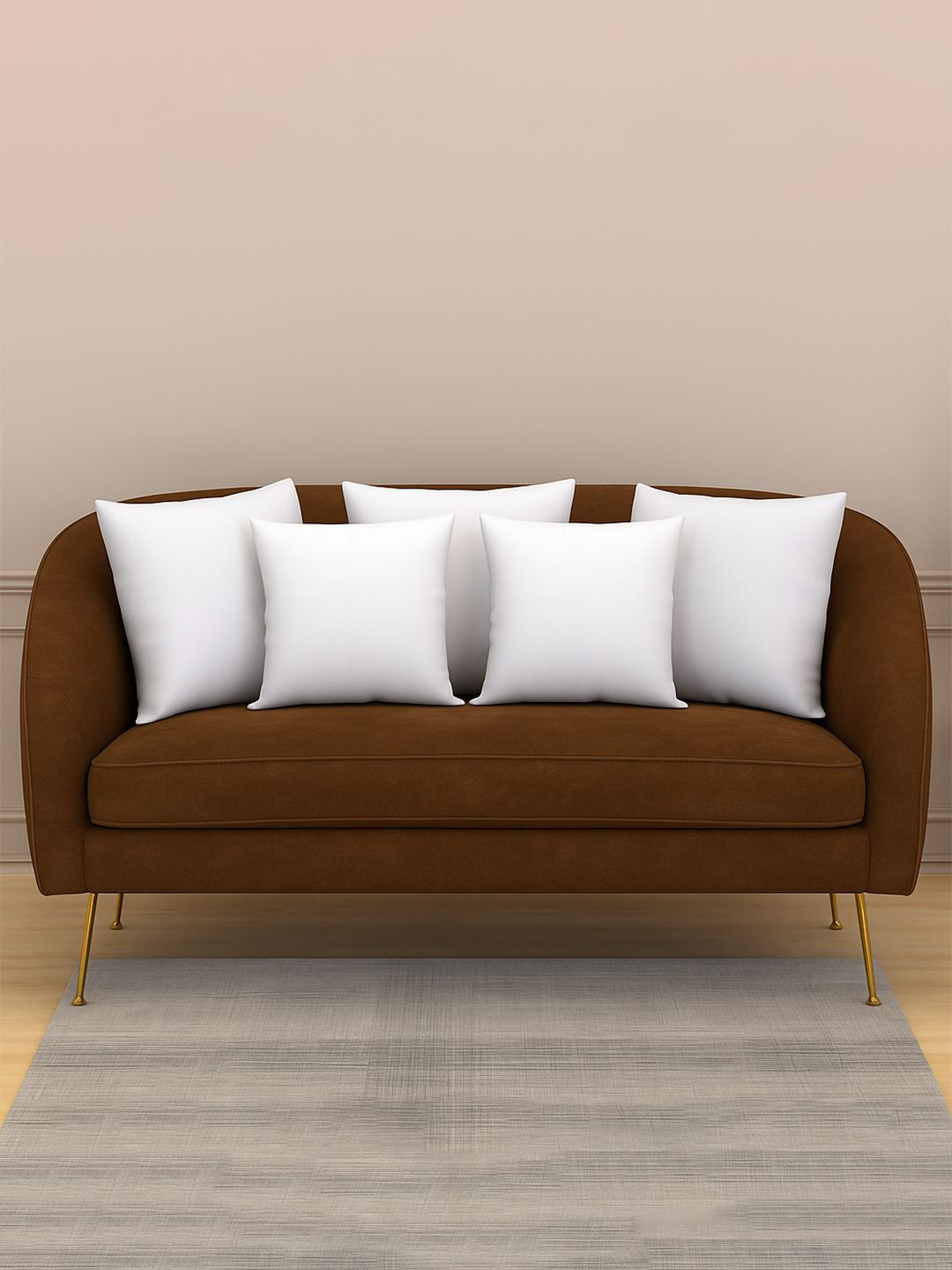 Kuber Industries White 5 Pieces Breathable Environmental Friendly Fluffy Cushion Fillers