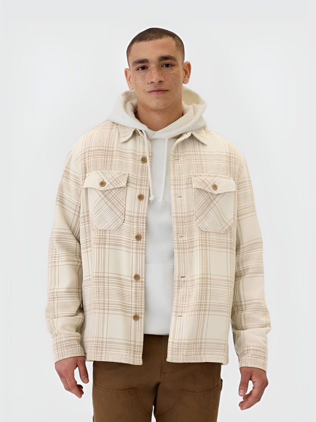GAP Spread Collar Checked Shacket