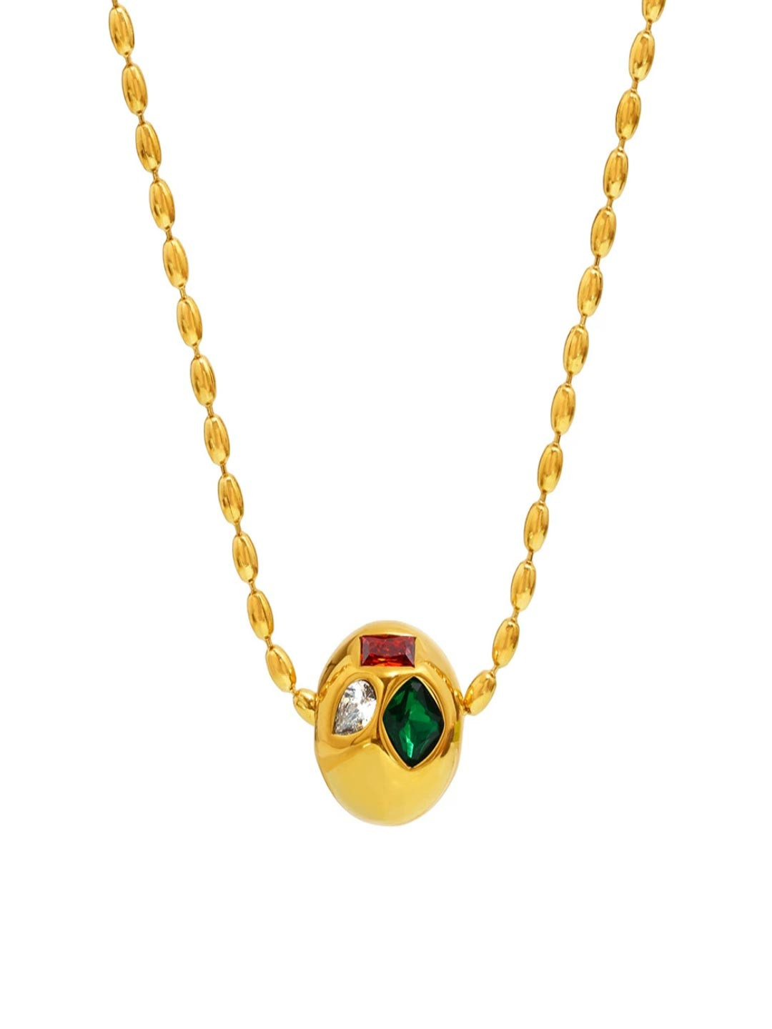 AQUASTREET 18K Gold Plated Anti-Tarnish Multicolor Zircon Embedded Pendant Necklace