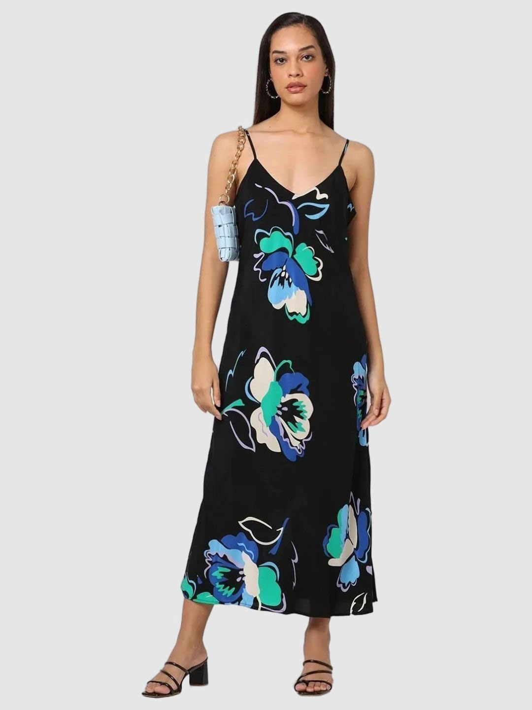 GAP Women Floral Printed Spaghetti Strap Slip Dress