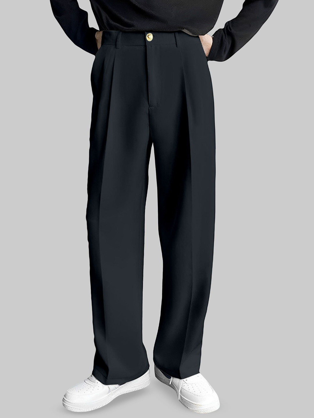 TRIBE Men Relaxed Relexed Fit Pleated Trousers