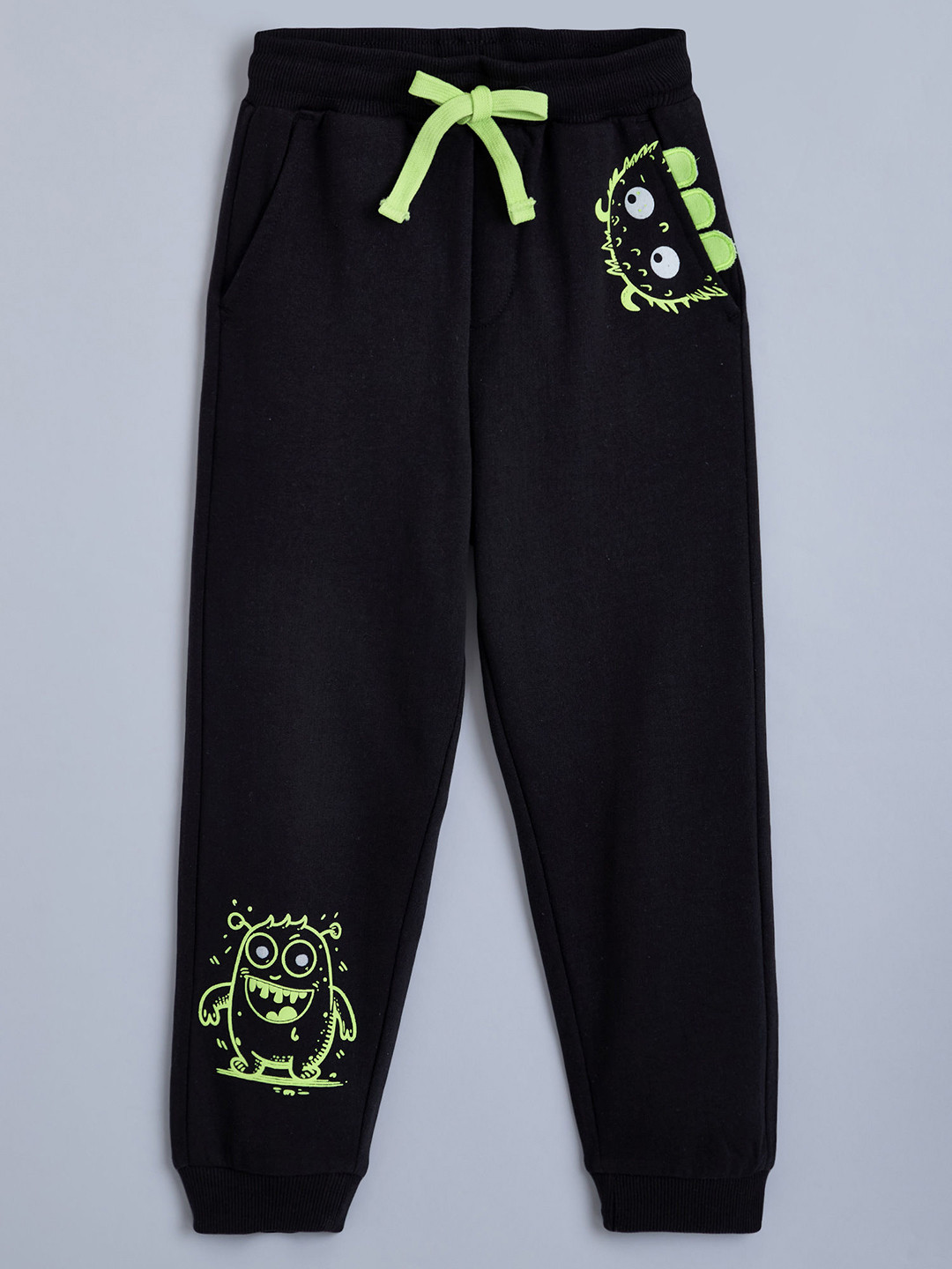Hopscotch black 3D Applique Cotton Terry Joggers