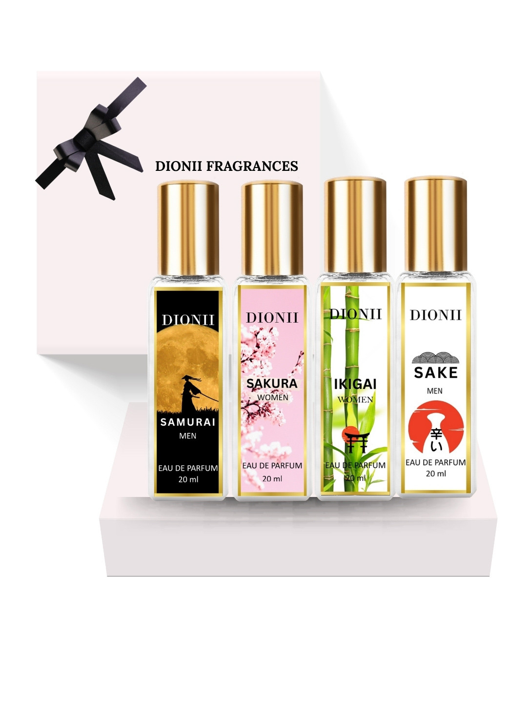 DIONII Set Of 4 Samurai Sake Sakura & ikigai Eau De Perfume- 20 ml Each
