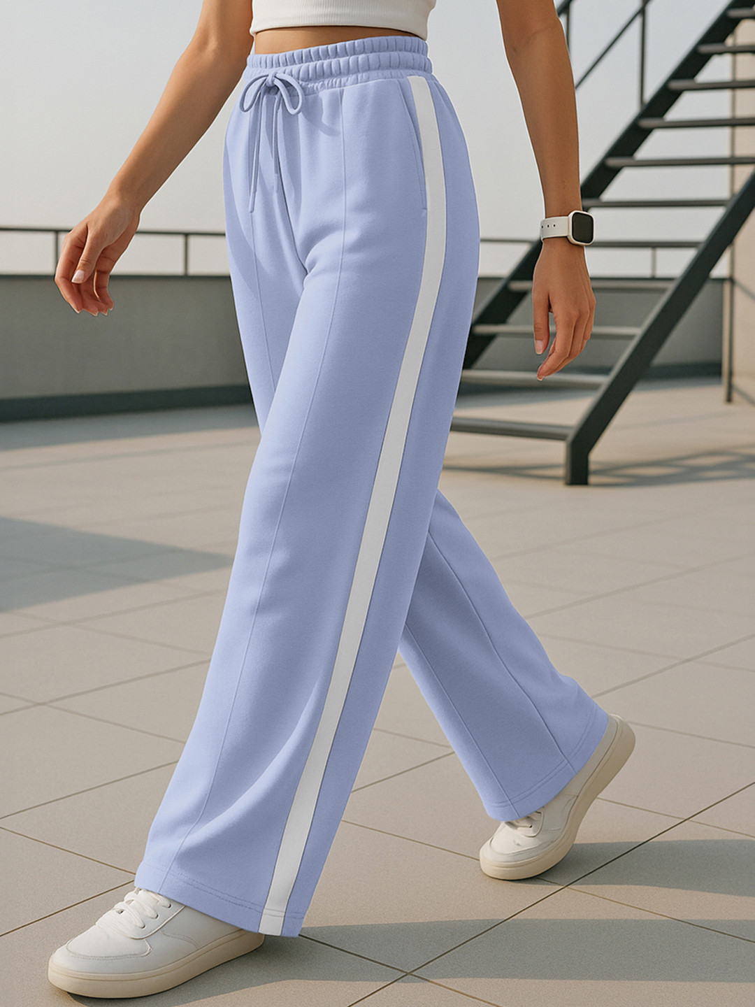 Bewakoof Women Baby Lavender Straight Fit Flared Pants