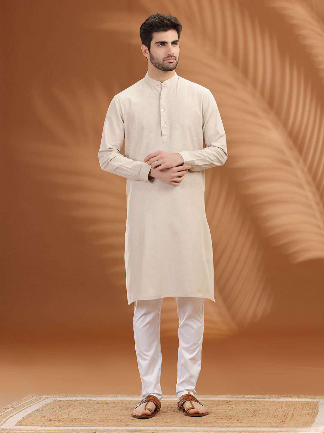 Modi Kurta Men Regular Fit Full Sleeve Band Collar Pure Cotton Kurta