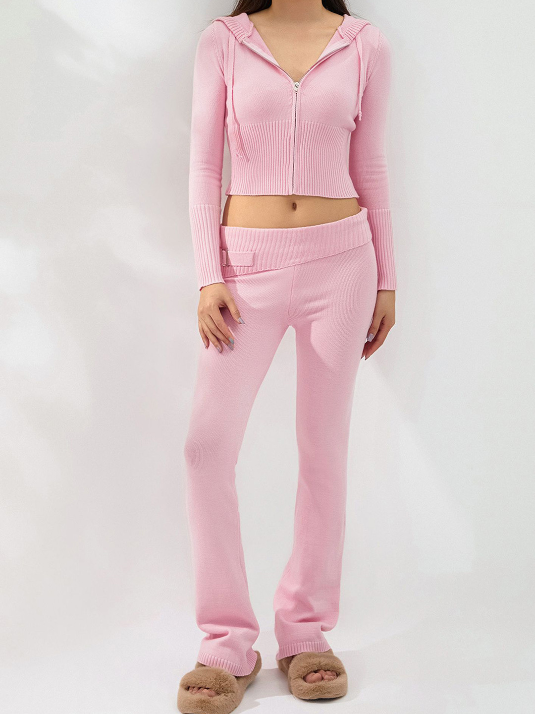 LULU & SKY Women Pink Mid-Rise Bootcut Trousers