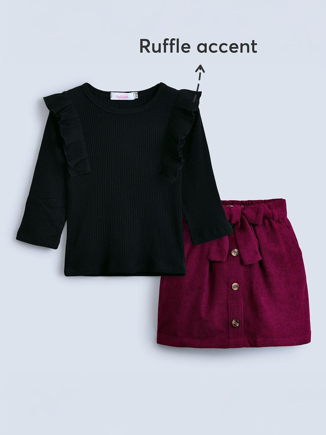 Hopscotch Girls Ruffle Blouse And Skirt