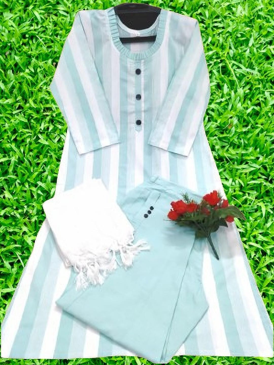 MISBA COLLECTION Women Striped Kurta with Trousers & With Dupatta