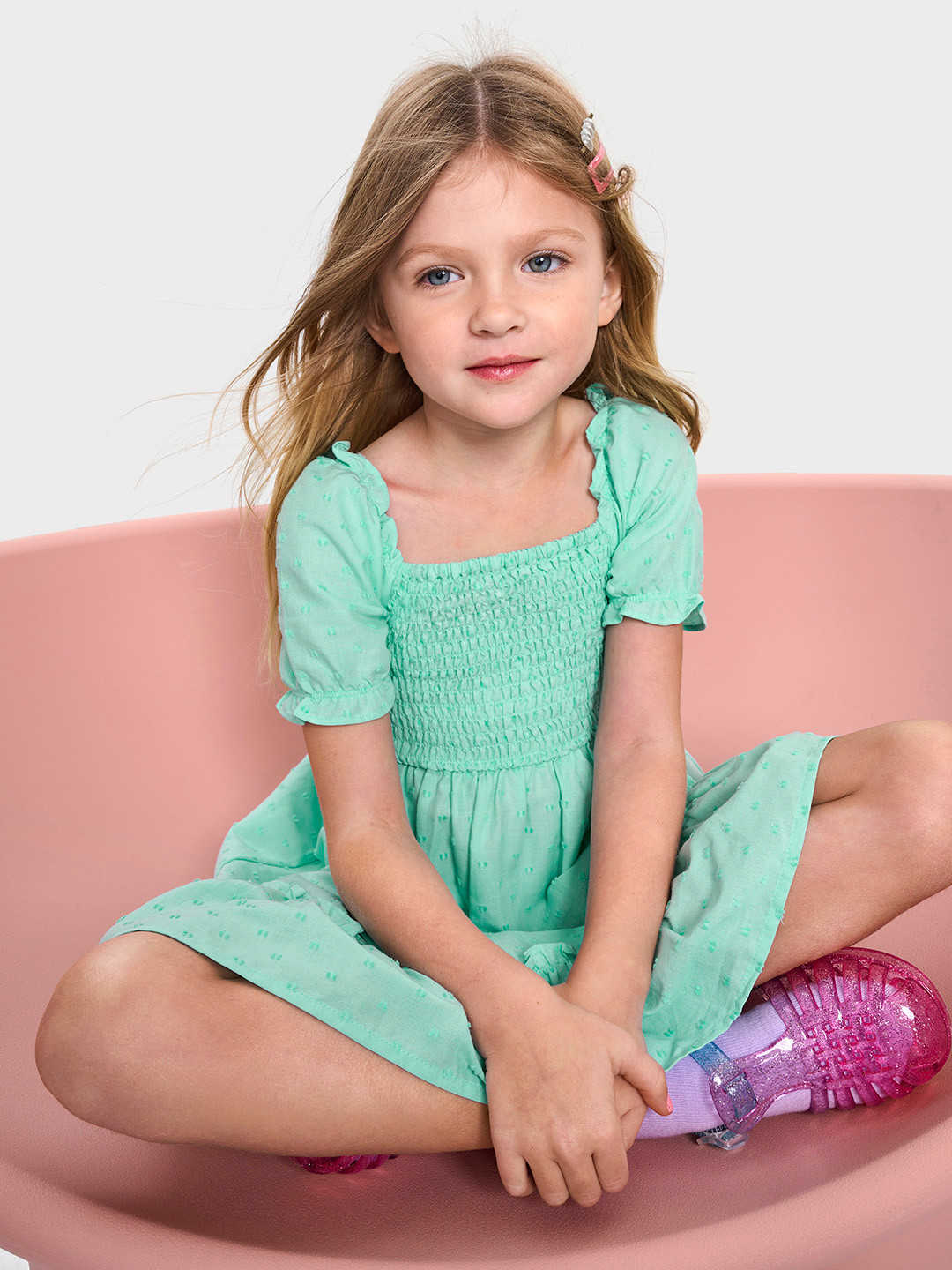 THE CHILDREN'S PLACE Smocked Puff Sleeve Fit & Flare Dress