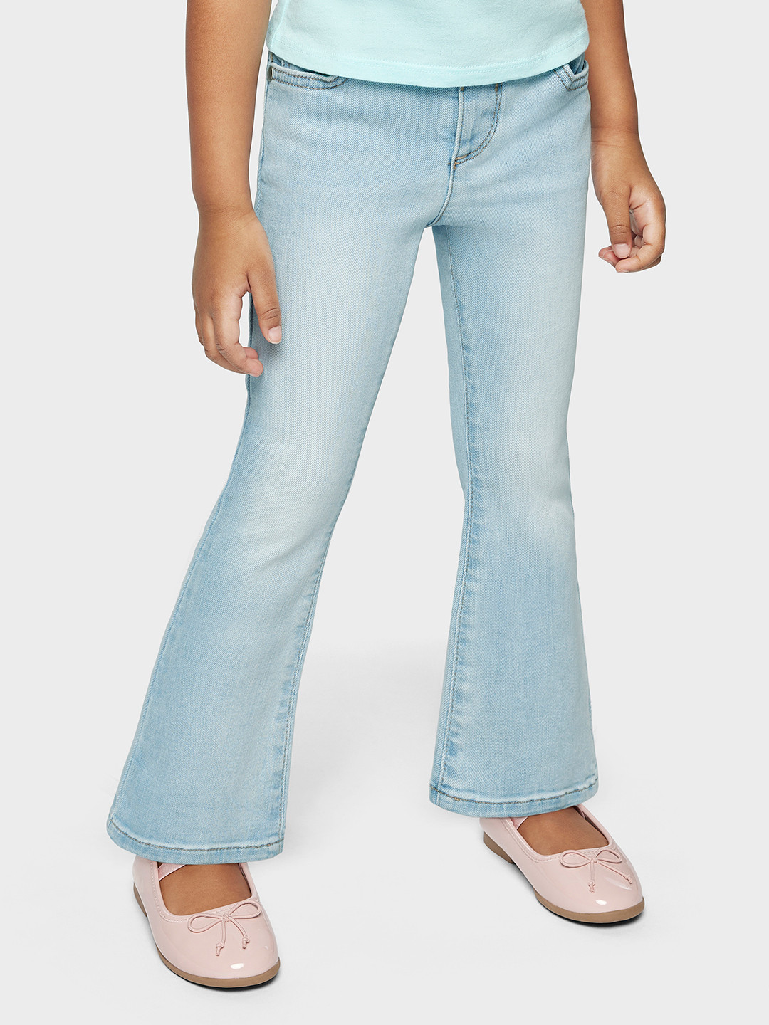 THE CHILDREN'S PLACE Girls Flared Mid-Rise Light Fade Stretchable Jeans