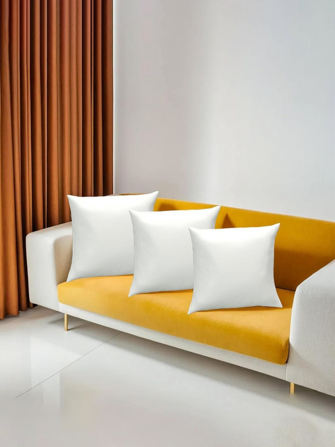 Aura White 3 Pieces Memory Foam Filler Super Soft Square Shape Cushions