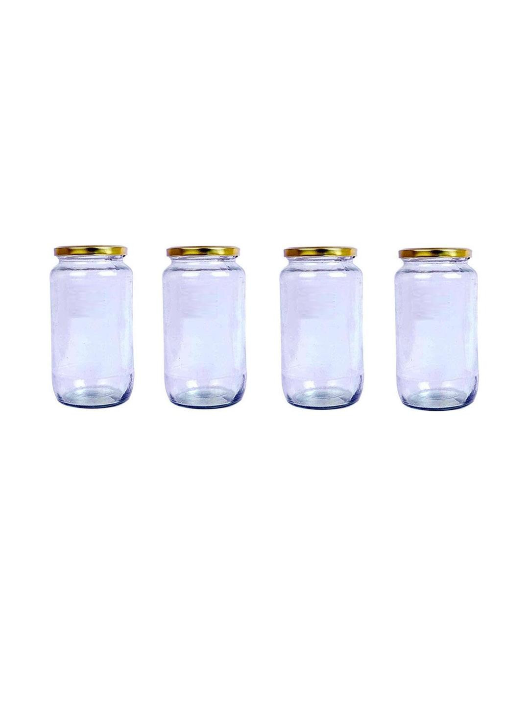 SOMIL Set Of 4 Cylinder Glass Jar Container