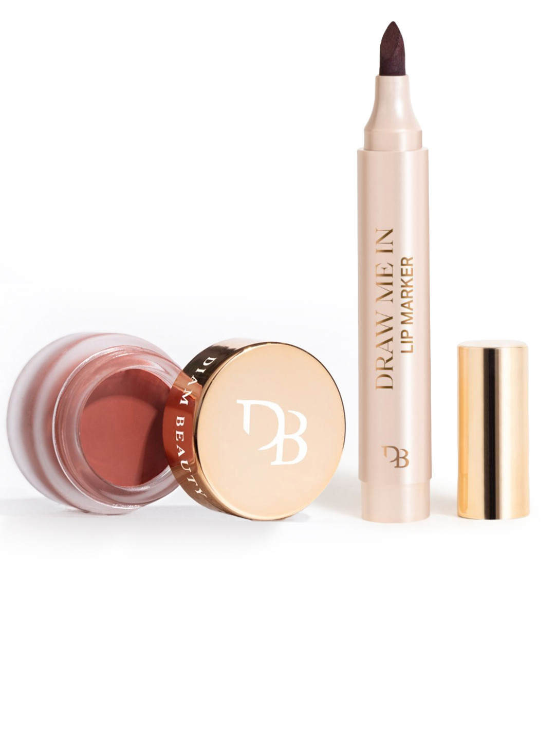 Diam Beauty 2 Pc Soft Filter Pot Lipstick & Draw Me Lip Marker - No Filter & Mark My Words