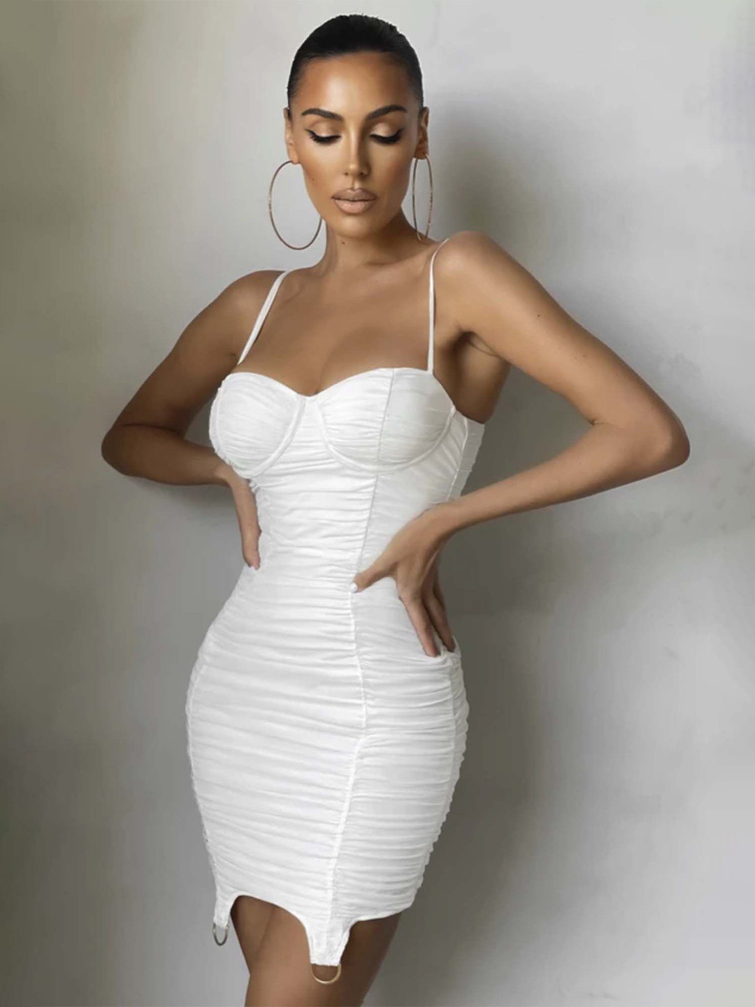 LULU & SKY Shoulder Straps Ruched Corset Mini Dress