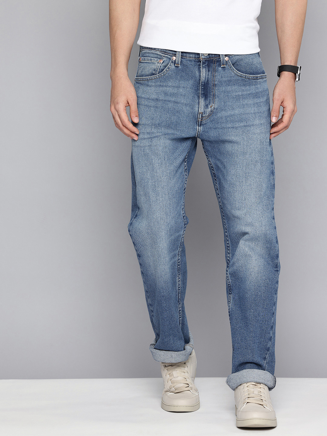 Levis Men 505 Straight Fit Heavy Fade Stretchable Jeans