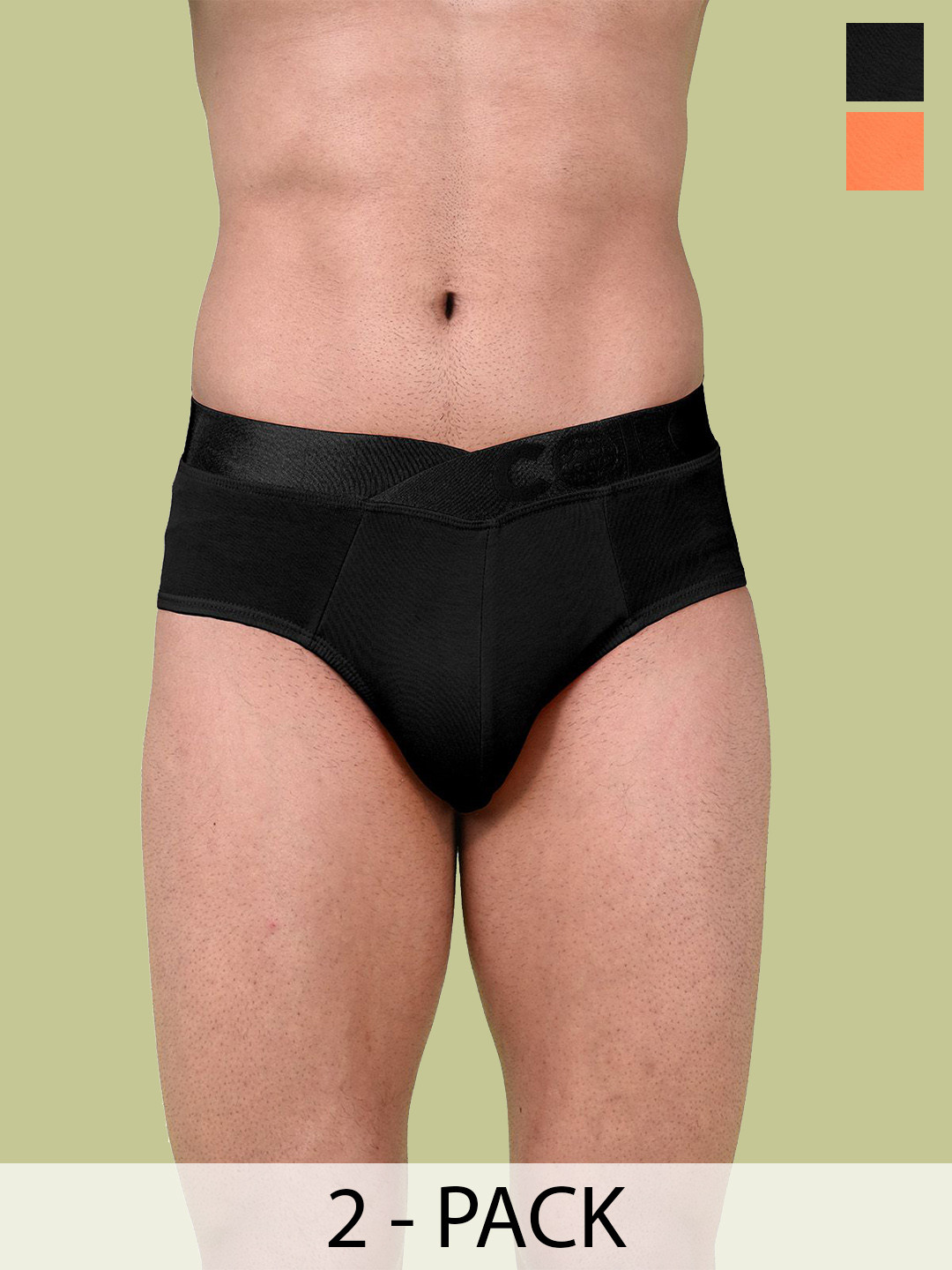 COLORS by Rupa Frontline Pack Of 2 Anti-Pilling Mid-Rise Basic Briefs 1002-B-BrOrng